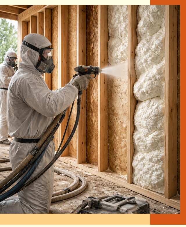 Утепление каркасного дома ППУ в Бердске от 2915 руб./м2 — работа под ключ | ТепломастерБрд