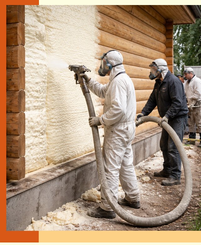 Утепление дома из бруса пенополиуретаном в Бердске