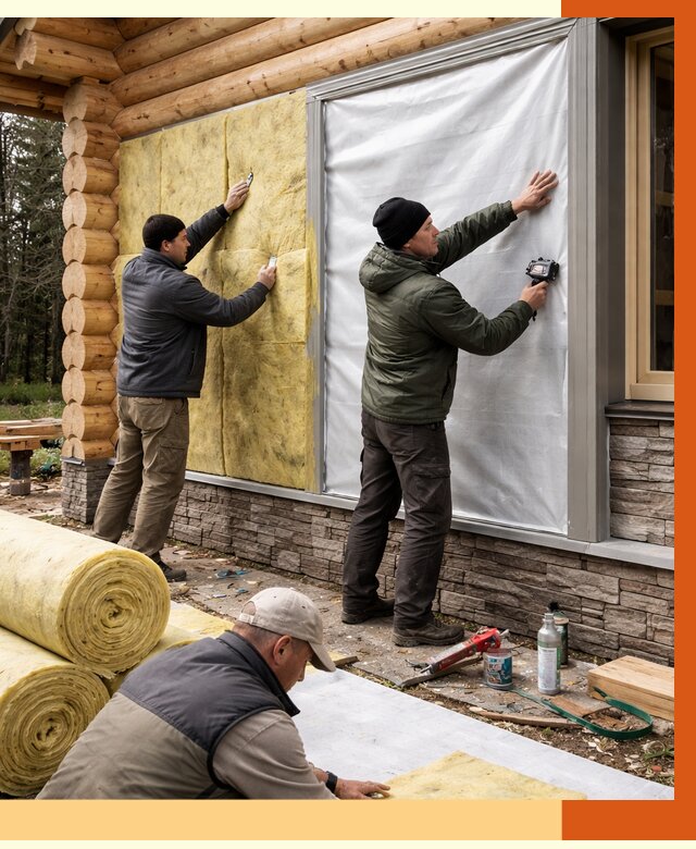 Утепление бревенчатого дома в Бердске от 7965 руб/м2 — заказать под ключ | ТепломастерБрд