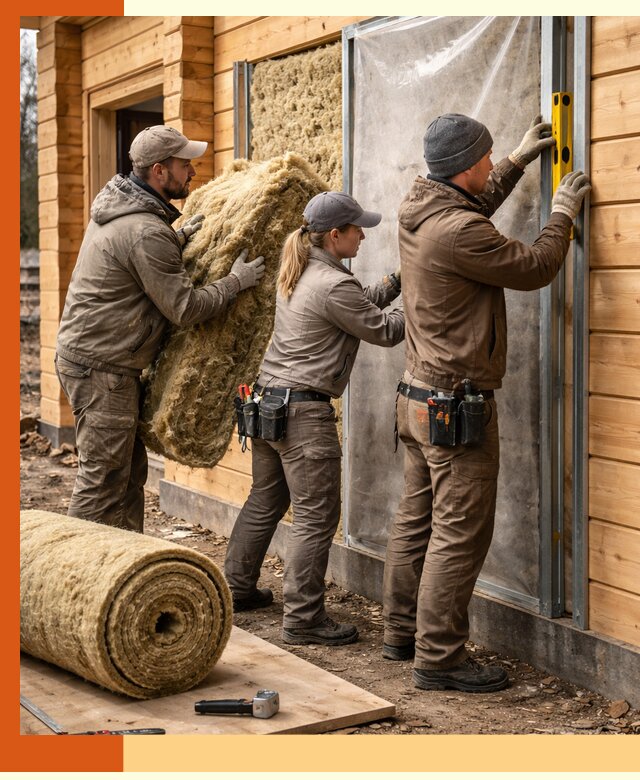 Утепление дома из двойного бруса в Бердске качественно и надёжно