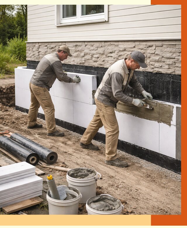 Утепление фундамента снаружи в Бердске от 4373 руб. за м² | ТепломастерБрд