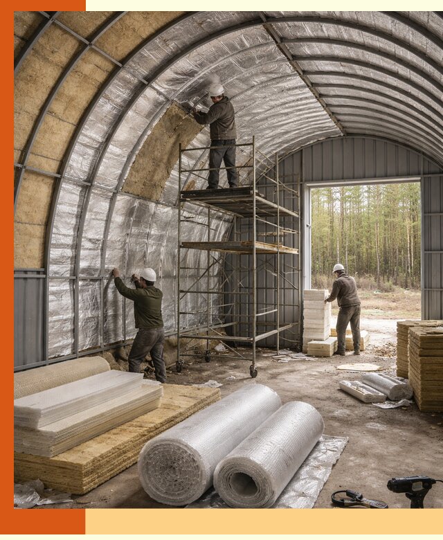 Утепление арочного ангара под ключ в Бердске