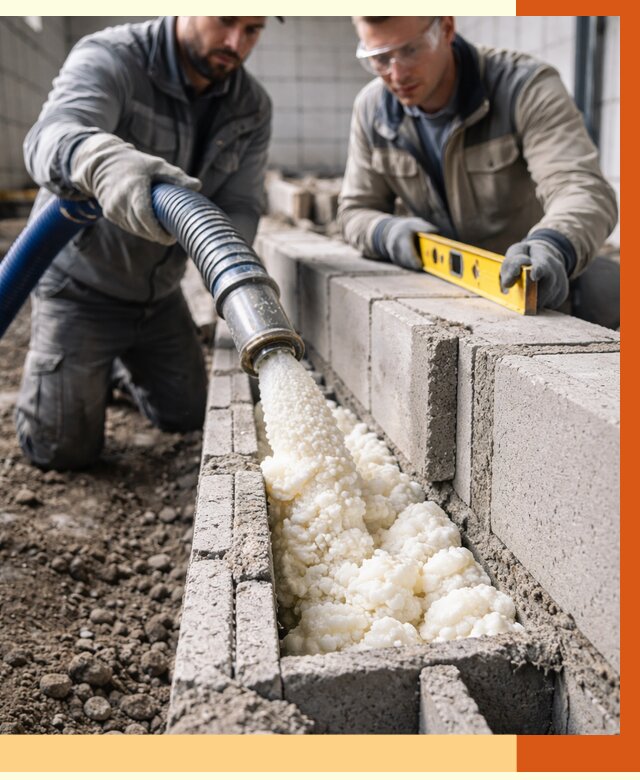Заполнение колодцевой кладки ППУ в Бердске от 4373 руб. за м2 | ТепломастерБрд
