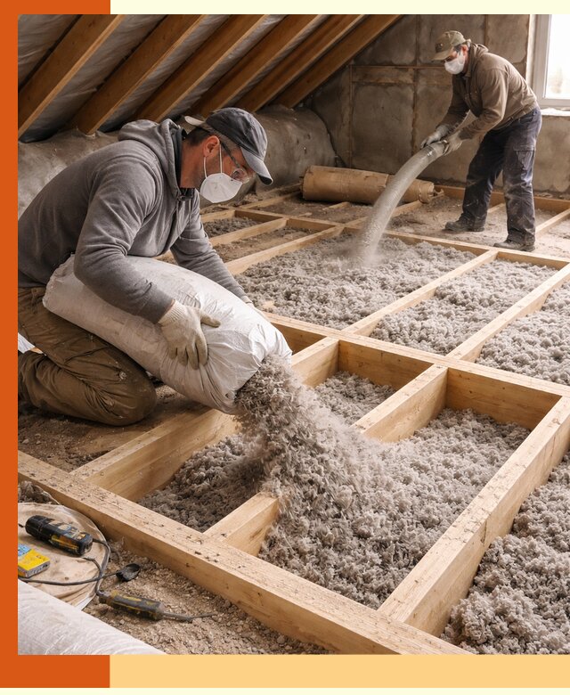 Заполнение полостей чердачного перекрытия в Бердске качественно и надёжно