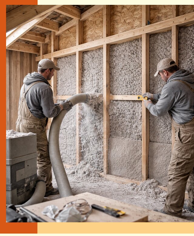 Утепление эковатой стен, потолков и перекрытий в Бердске