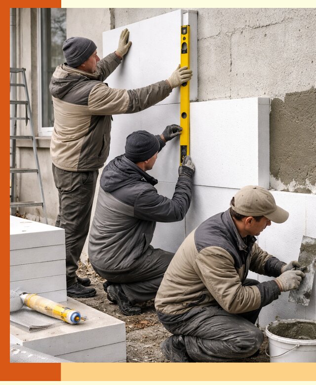 Утепление пенопластом наружных стен и фасадов в Бердске