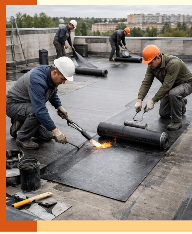 Профессиональная гидроизоляция плоской кровли в Бердске