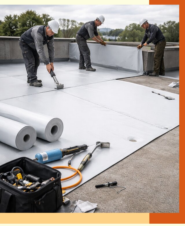 Гидроизоляция мембранной кровли в Бердске от 7809 руб./м² — профессионально | ТепломастерБрд