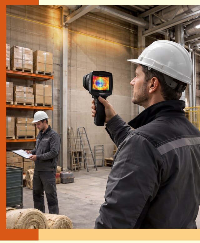 Тепловизионное обследование склада и выявление утечек в Бердске