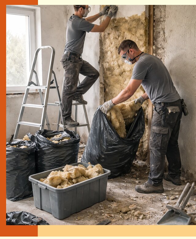 Демонтаж старого утеплителя и вывоз отходов в Бердске