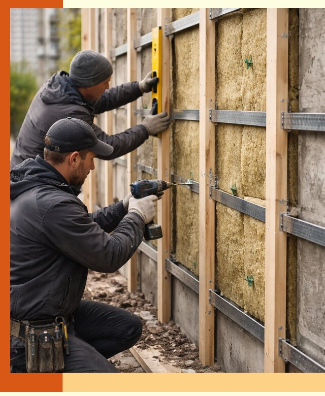 Монтаж обрешетки под утепление зданий и квартир в Бердске